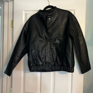Women’s Vegan leather bomber in black - brand new never worn.